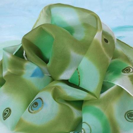 Zelené batikované hedvábí