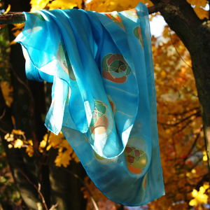 Hedvábný šátek - Podzimní modrý