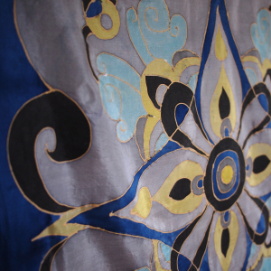 Hedvábný šátek - Mandala modrá