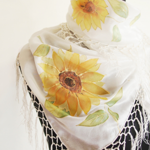 Hedvábný šátek - Miluji slunečnice!