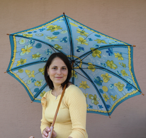 Deštník - hedvábí - Květinový