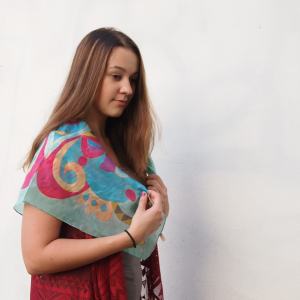 Hedvábný šátek - Mandala barevná